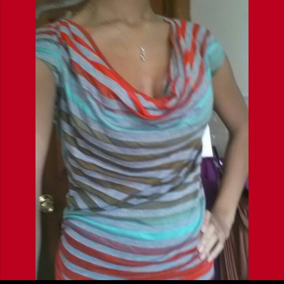 Multicolor striped draped shirt
