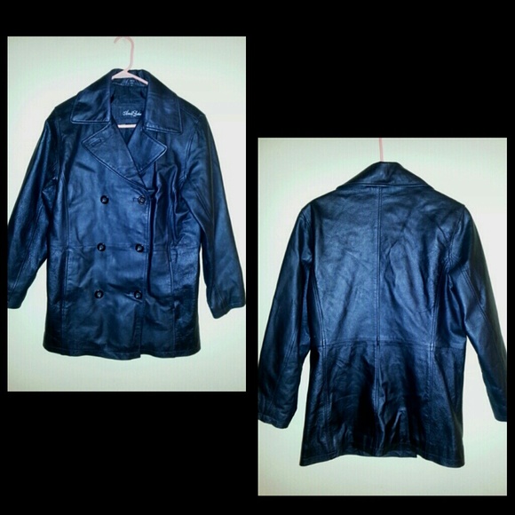Women's Leather Peacoat