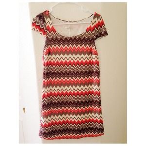 Orange & Brown Chevron Dress