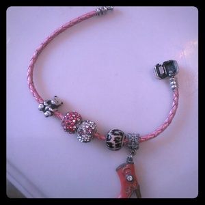 Authentic pink braided Pandora bracelet