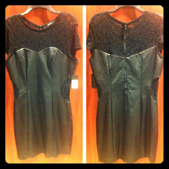**SOLD** NWT Guess Dress, lace & pleather. Hawt! - Picture 1 of 1
