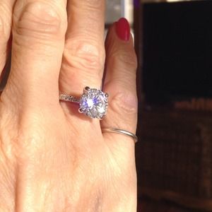 CZ Engagement Ring Silver Setting Price Firm