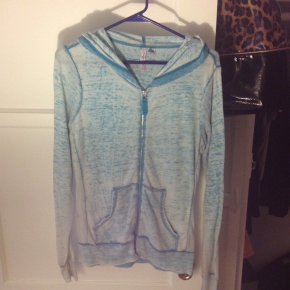 💸PRICE CUT💸 Teal burnout zip hoodie