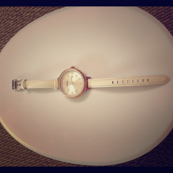 A Heather White Leather Strap Watch