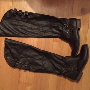 Brown blowfish over the knee boots