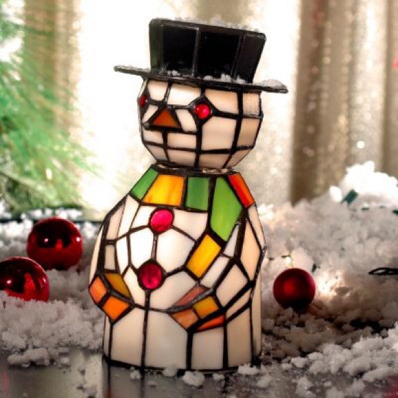 Tiffany style snowman bobble head lamp! NEW!