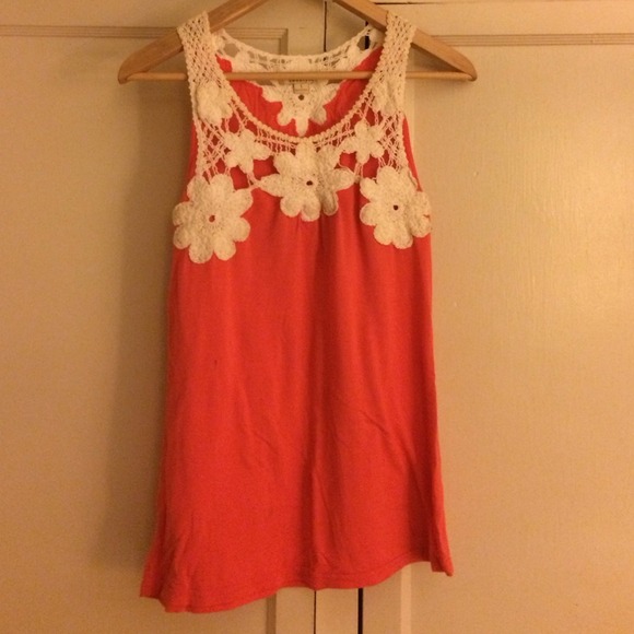 Coral Crochet Tank Top