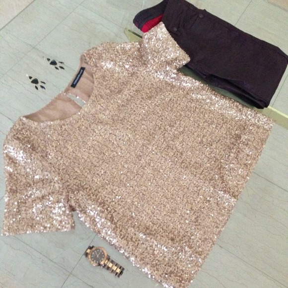 Chic Gold Matte Sequin Top