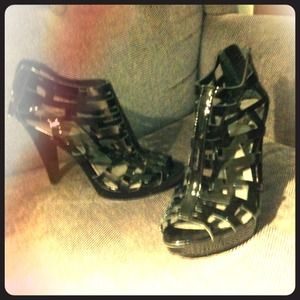 CK Calvin Klein Kalista Patent Caged Heeled Shoe