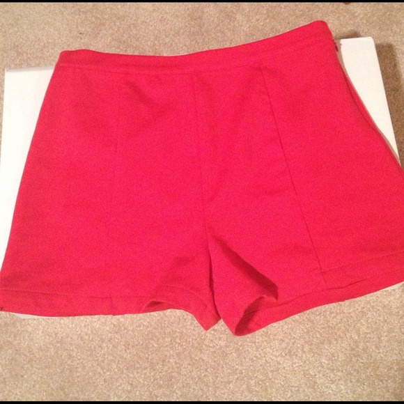 Red high waist shorts