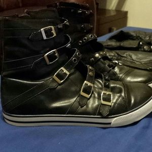 Black punk rock shoes