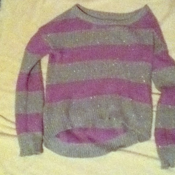 Justice purple and silver loosely knit sweater