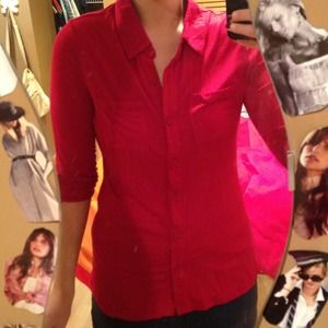 Red button up shirt