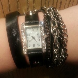 Black Chain Wrap Watch