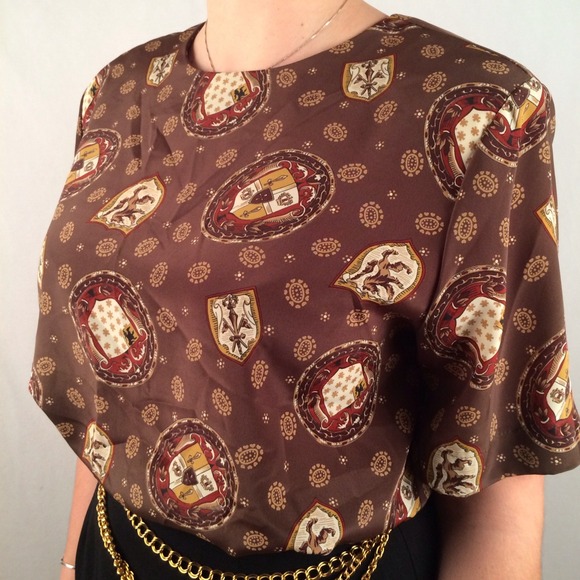 DONATED TO WOMEN’S SHELTER Vintage Olive Brown/Green Blouse by Heritage Road - Picture 4 of 5