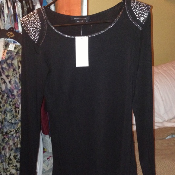 Unique long sleeve black fitted shirt