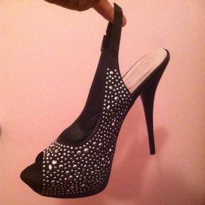 Charming Charlie Silver Stud sling backs