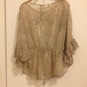 Sheer ruffled leopard print blouse