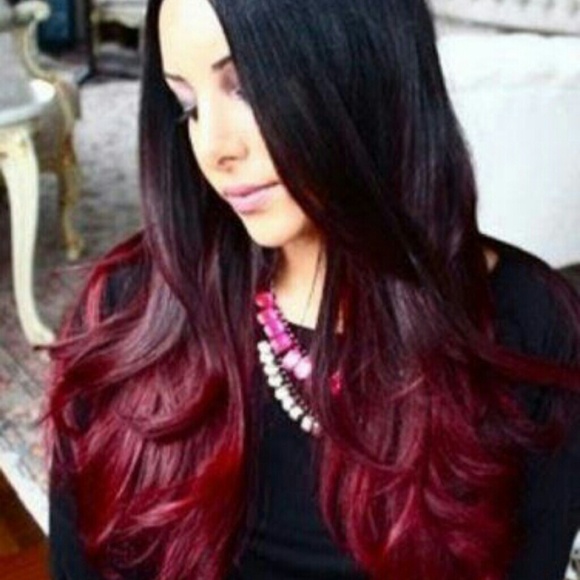 Sexy Dark Root Burgundy Layered Straight 24 inch