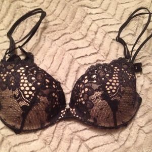 Victoria's Secret black lace push-up bra