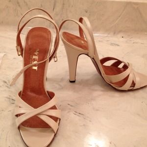 9 West high heel bone sandal