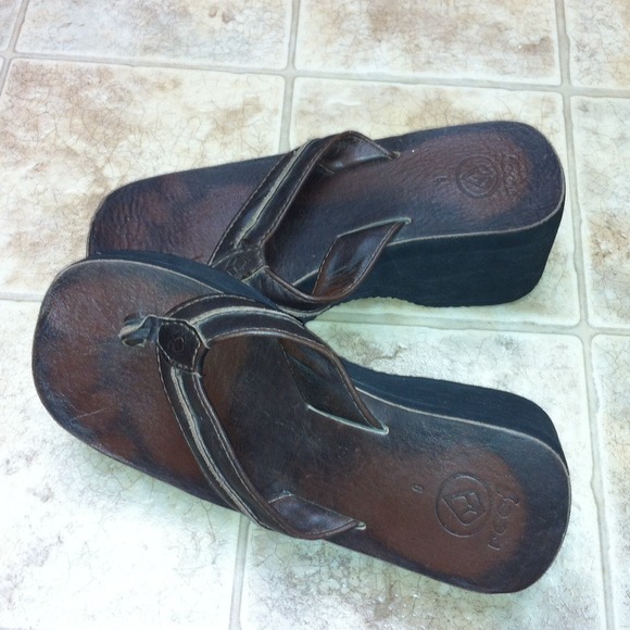 Two Brown leather Reef sandal