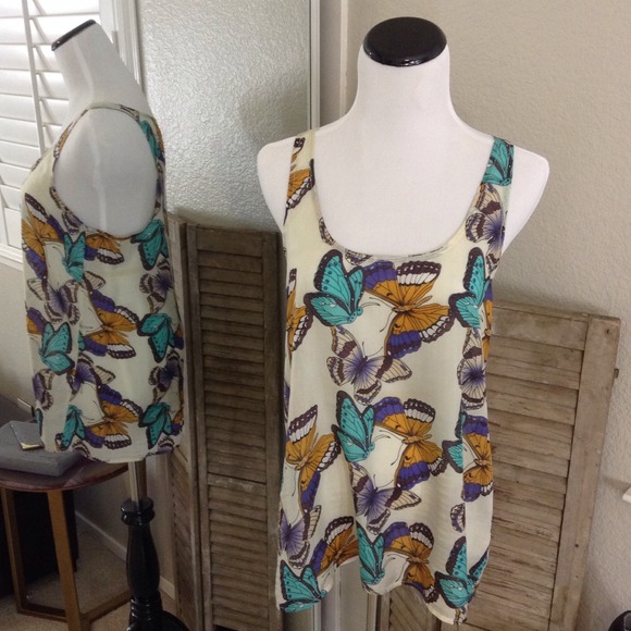 Tops - 100% Pure Silk Butterfly Tank