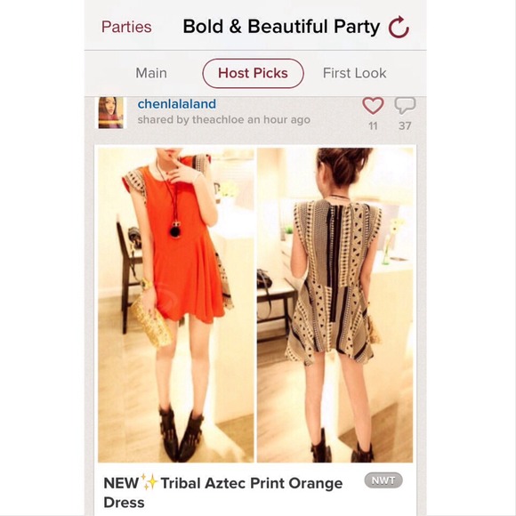 *SOLD IN BUNDLE*🎉HP!🎉NEW✨Aztec Prnt Orange Dress - Picture 2 of 2