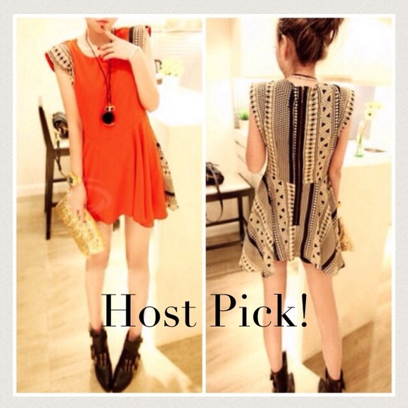 Chenlalaland's Pick Dresses & Skirts - *SOLD IN BUNDLE*🎉HP!🎉NEW✨Aztec Prnt Orange Dress