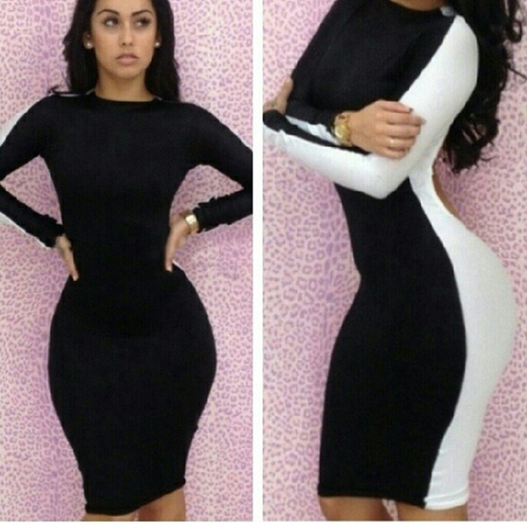Black and white bodycon dress