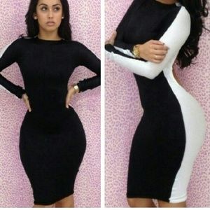 Black and white bodycon dress