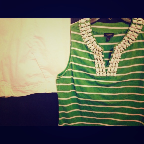 Talbots top and Apostophe pants