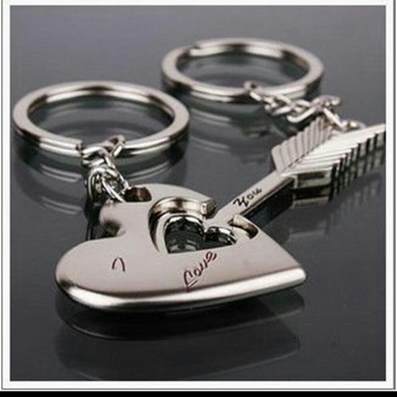 Sweetheart Heart & Arrow Couple Keychains -2pieces