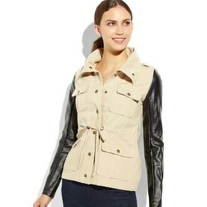 Faux Leather Sleeve Jacket