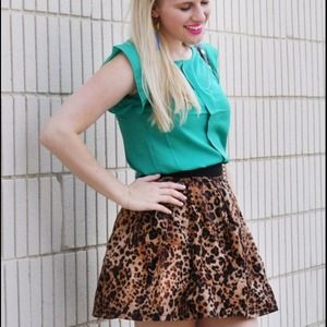 WEAR IN LA Skirts - Leopard print skirt elastic skater black silky WEAR IN LA Skirts - Leopard print skirt elastic skater black silky