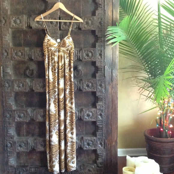 Leopard Print Spandex Maxi Dress