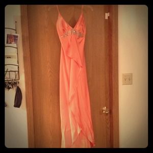 Spaghetti strap satin formal dress