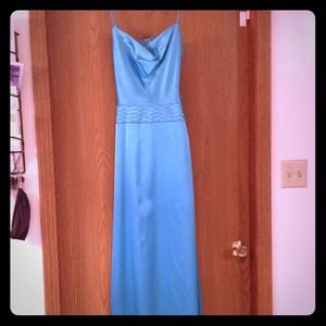 Aqua satin formal dress