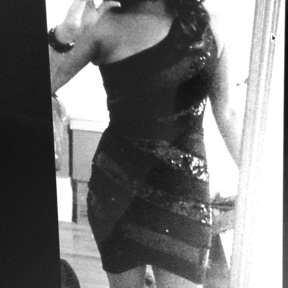 Fitted stretch black sparkly dress