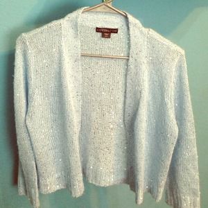 Gorgeous sequined baby blue crop sweater!