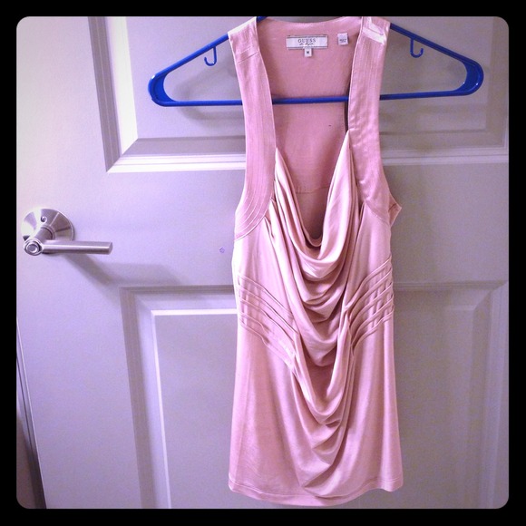 ⭐️SOLD⭐️Silky pink Guess racer back dressy top