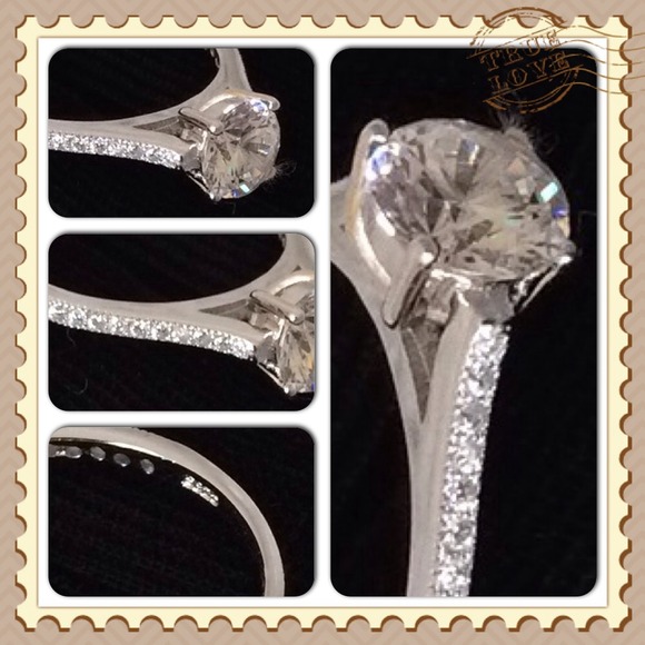 Bundled❤️❤️Sterling Silver CZ Engagement Ring - Picture 2 of 4