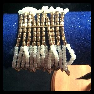 Beautiful gold and white beaded bracelet