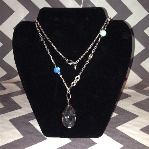 Extra Long Loft Charcoal, Mint & Blue necklace