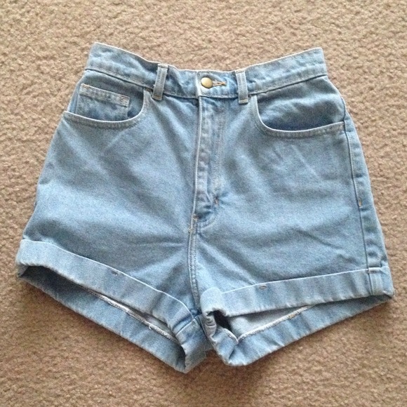 American Apparel medium wash high waisted shorts