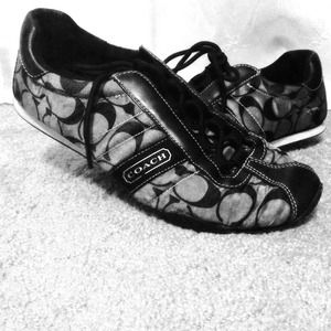 Black and grey coach sneakers. Women's size 8