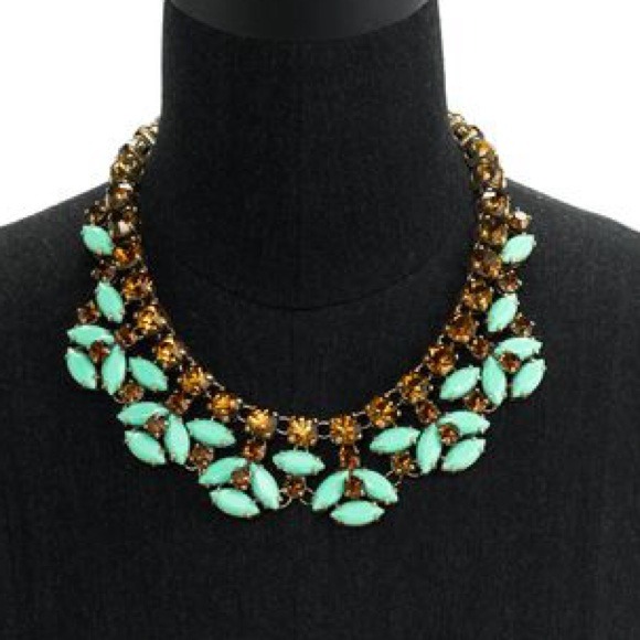 Green Mint stones & orange crystals necklace