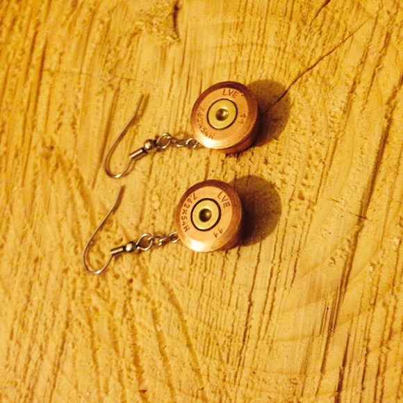Handmade brass bullet earrings - Picture 1 of 3