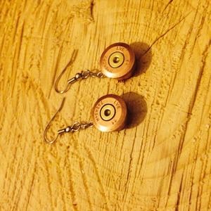 Handmade brass bullet earrings
