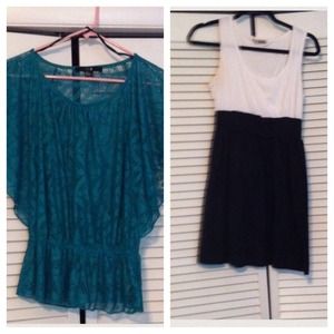 Real top and white/black dress